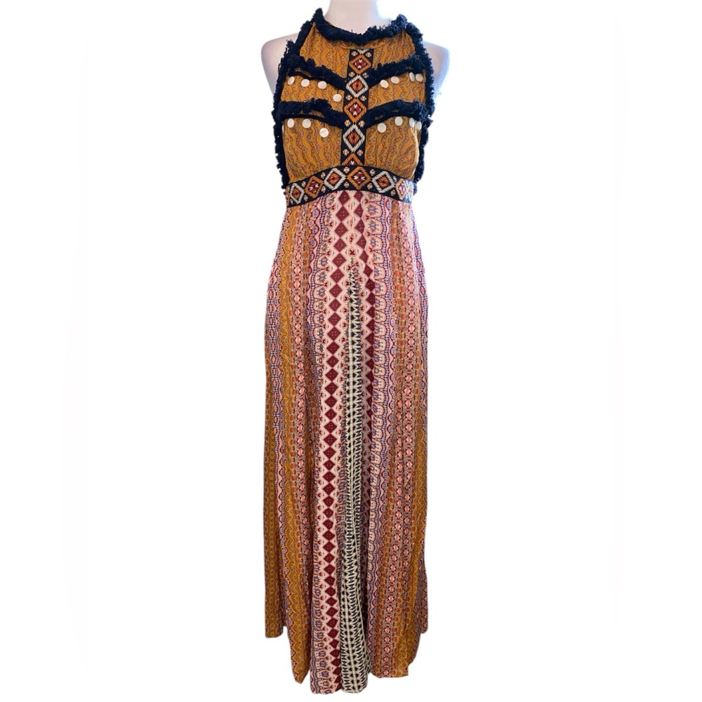 Anthropologie Deco Cover-Up Maxi Dress Multicolor Bohemian Maxi Skirt, Size Xs - Picture 3 of 16